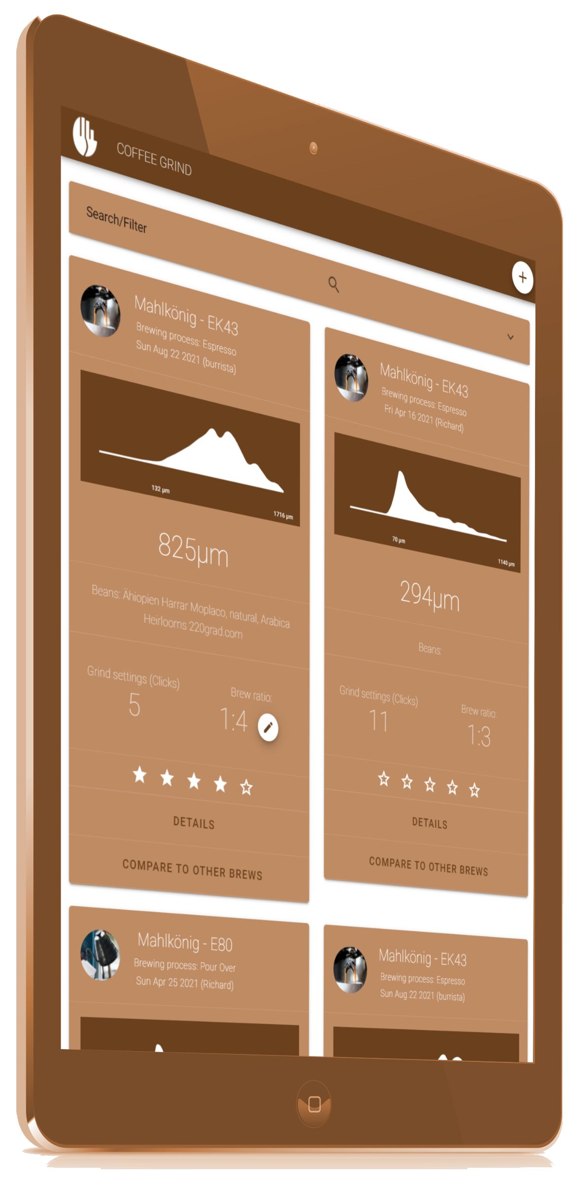 Screenshot of the Coffee Grind app on a smartphone
