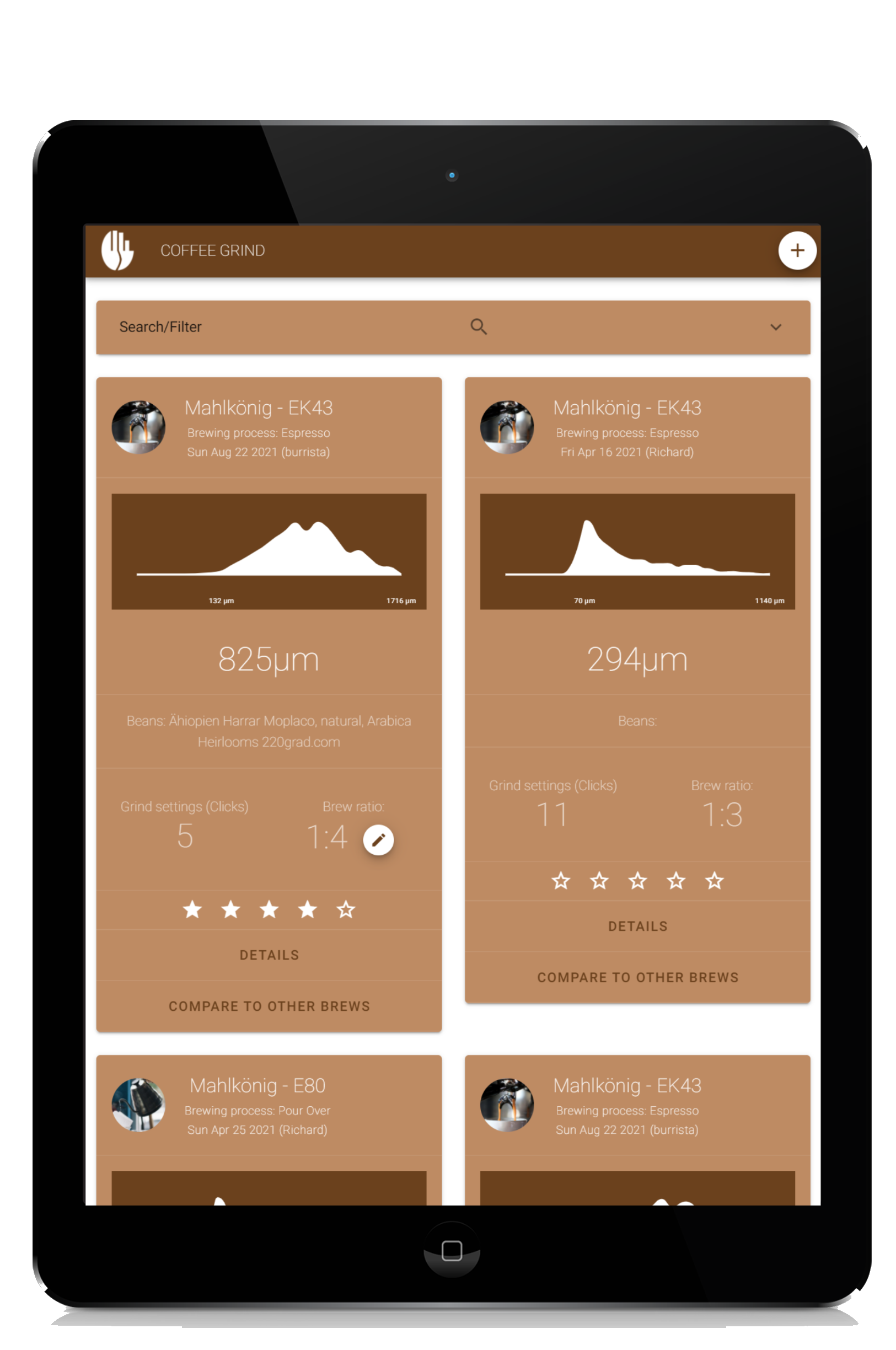 Screenshot of the Coffee Grind app on a smartphone